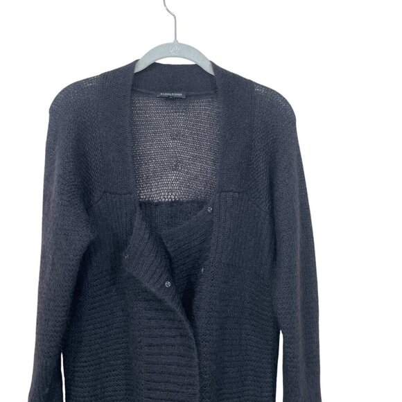 Eileen Fisher Sweater Cardigan Size S Black Mohair‎ Wool Long Quite Luxury Boho - Picture 6 of 7